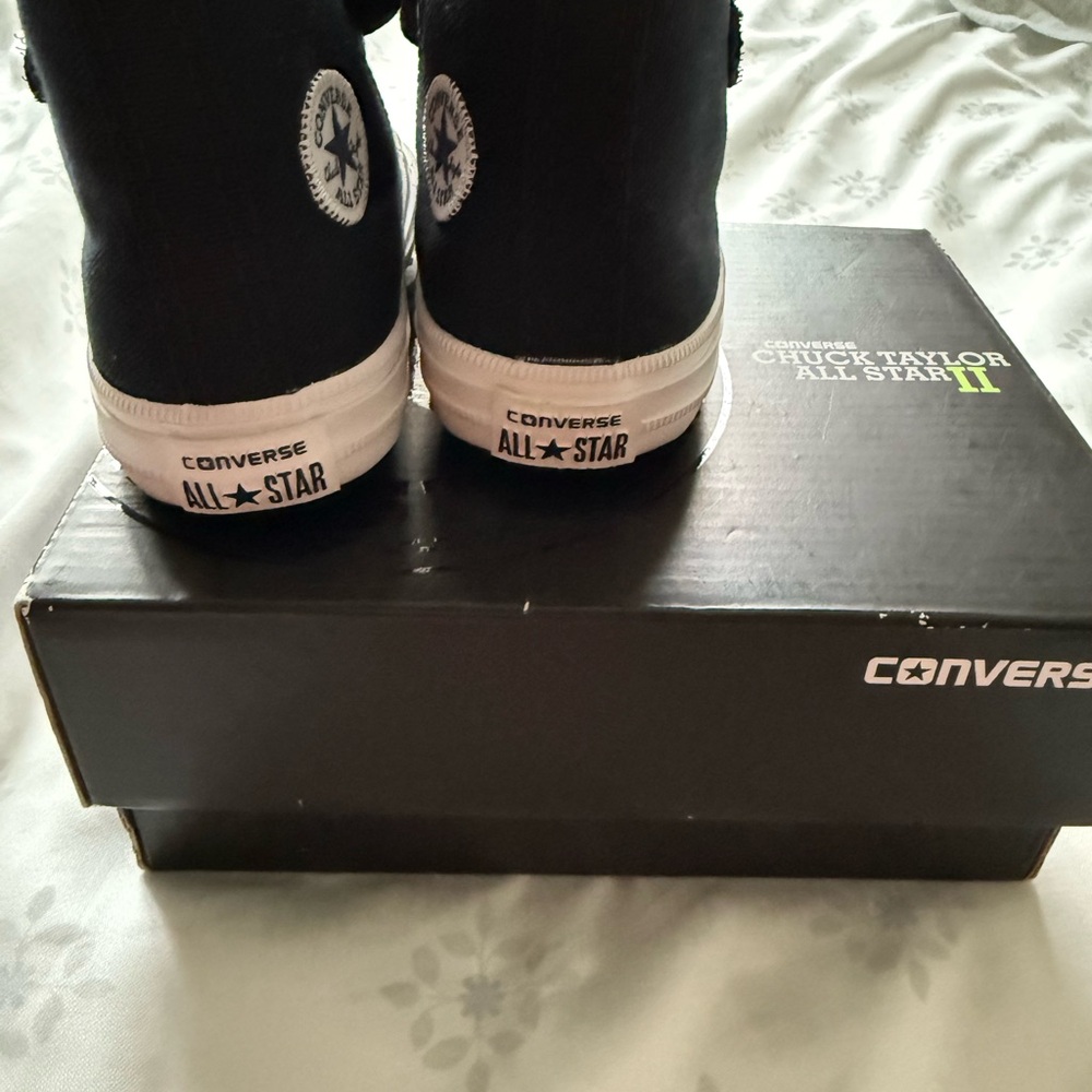 Converse Baby Black and White Velcro Sneakers - Picture 3 of 6